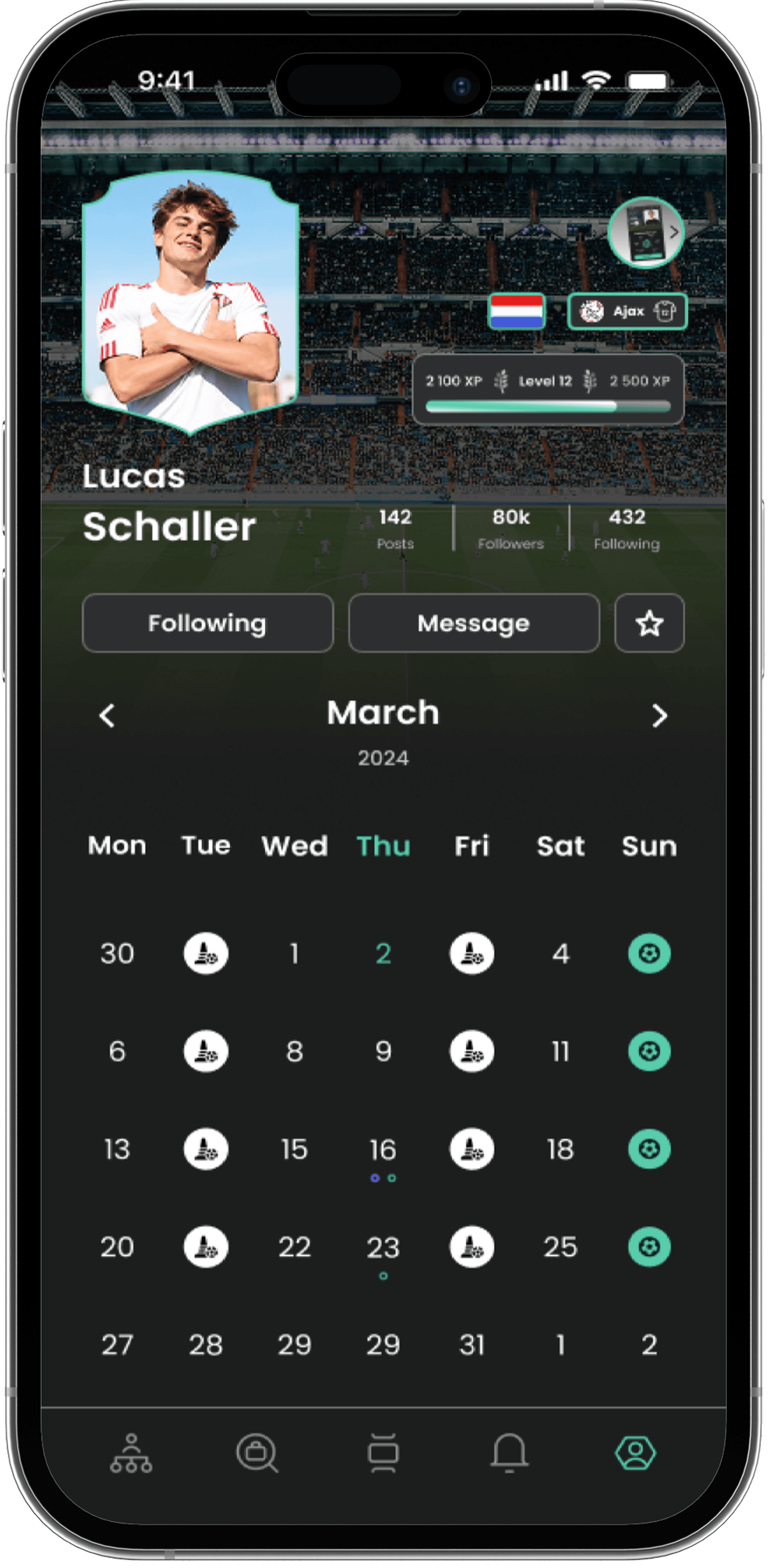 Player profile mobile preview